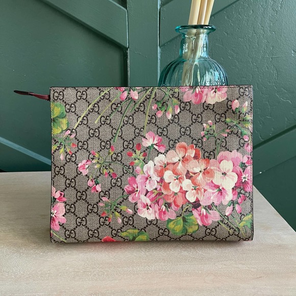 Mint Gucci Supreme Blooms Pink Clutch Bag Cosmetic Pouch - Picture 9 of 10